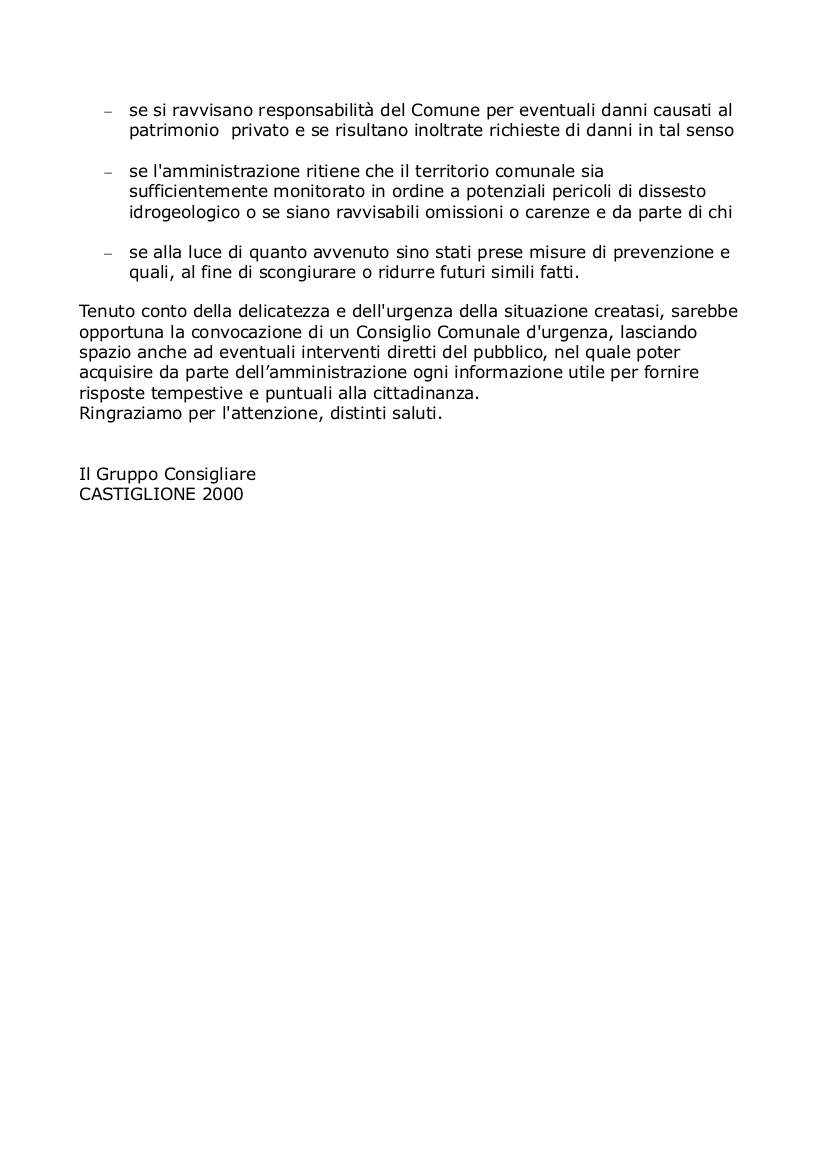 Interrogazione frane