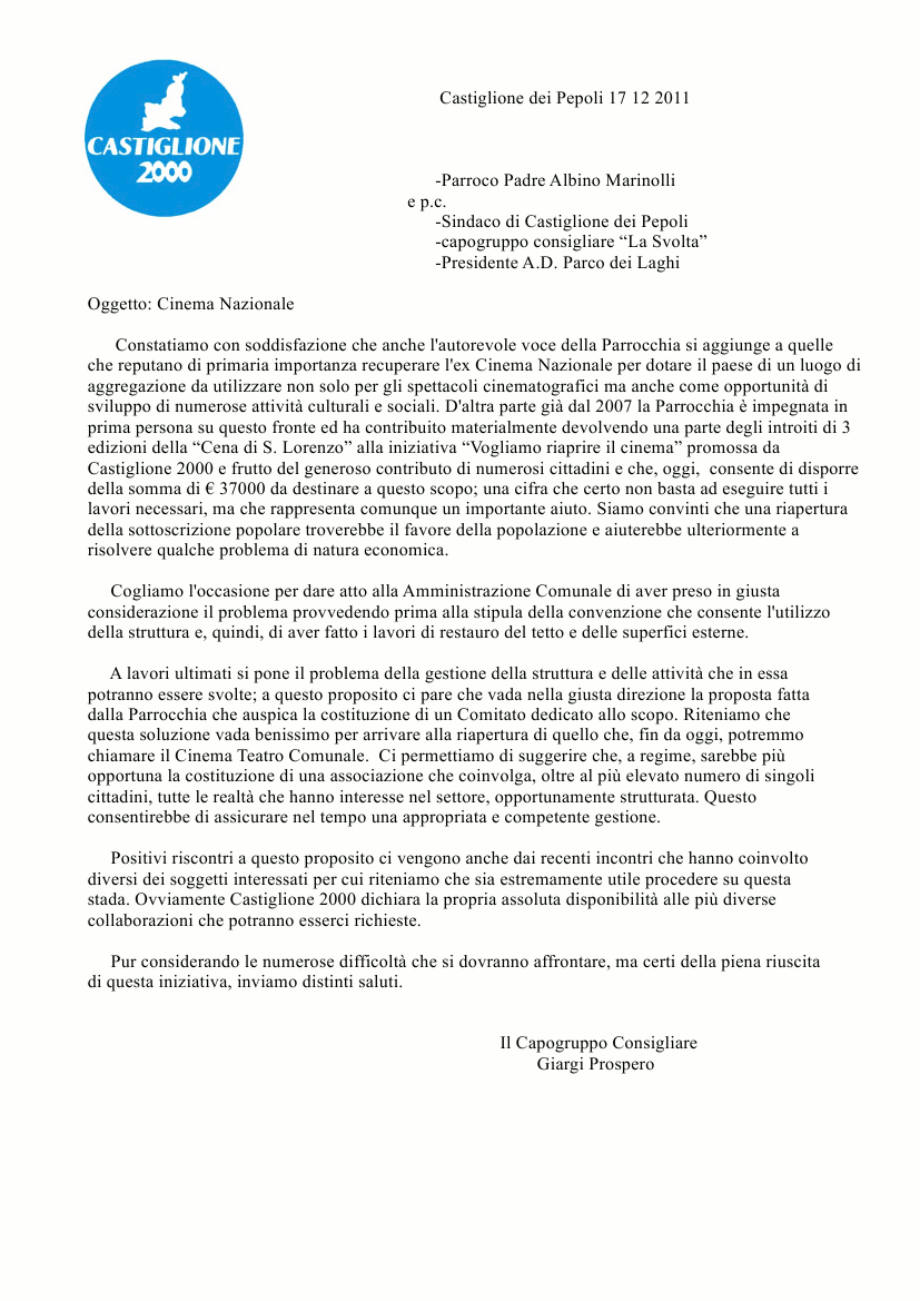 Lettera cinema