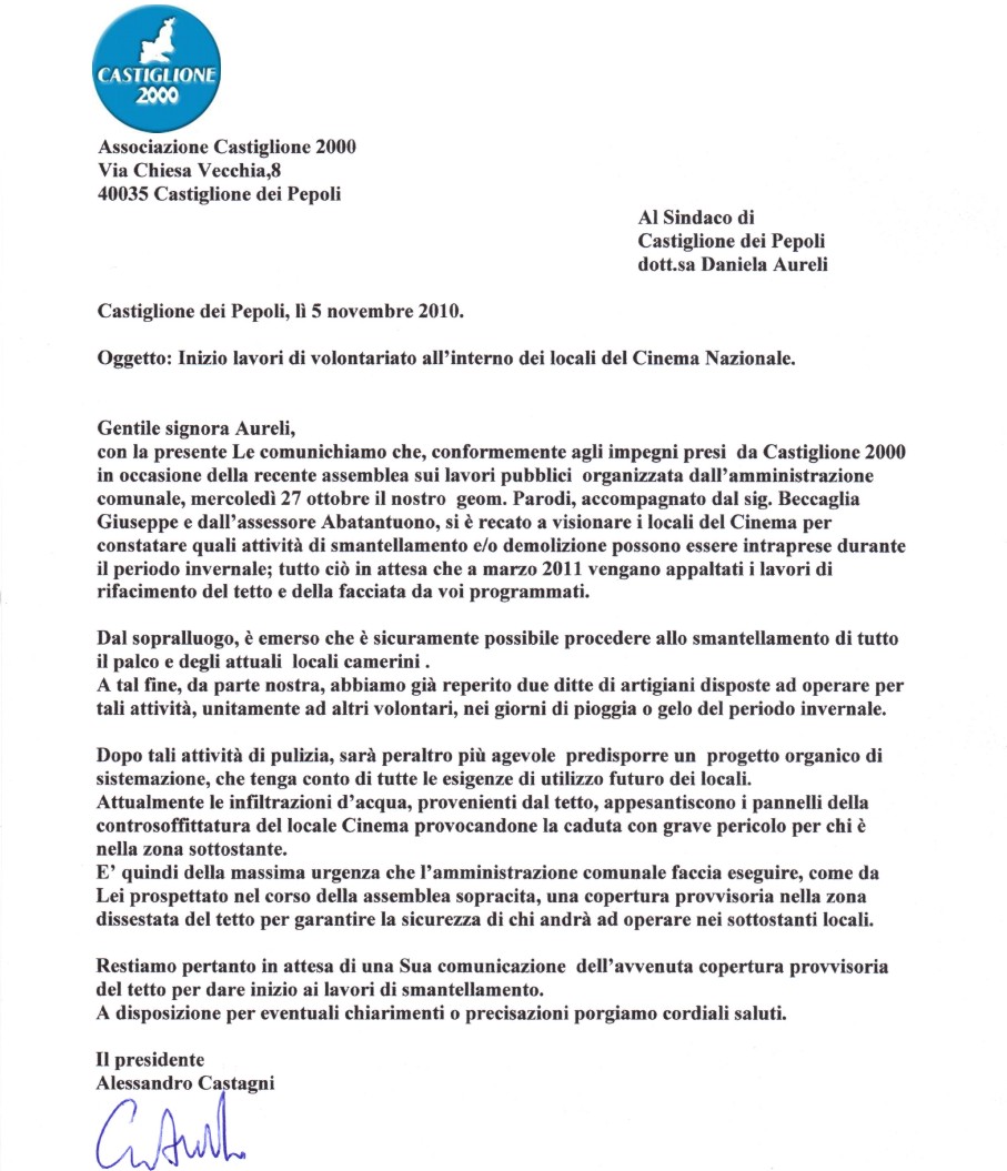 Lettera lavori cinema