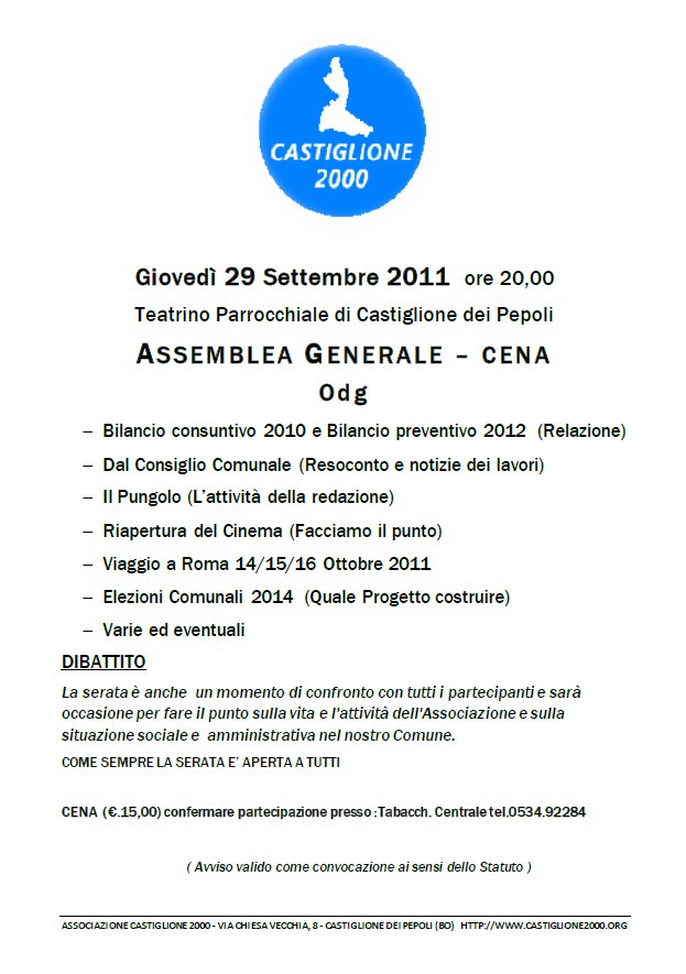 Volantino cena 29 settembre